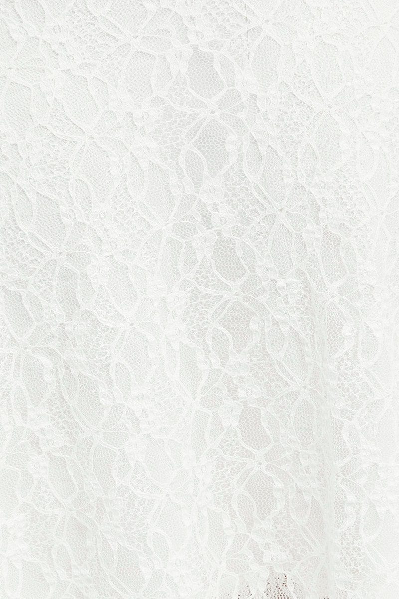 White Mini Skirt Asymmetric Lace