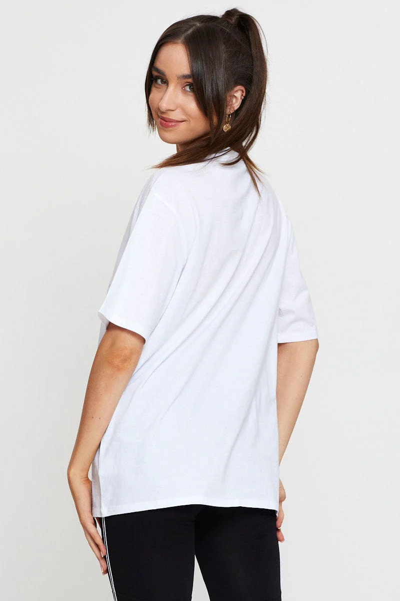 White Graphic T Shirt Short Sleeve