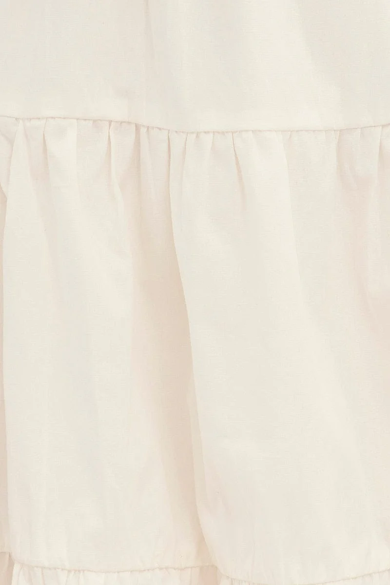 White Fit And Flare Dress Mini Sweetheart Poplin