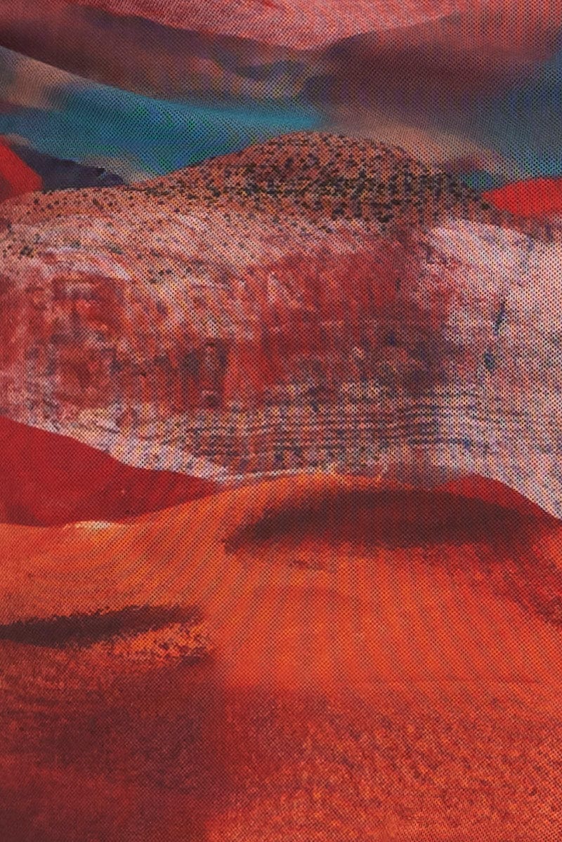 Multi Abstract Mini Dress Sleeveless Sweetheart Ruched Mesh