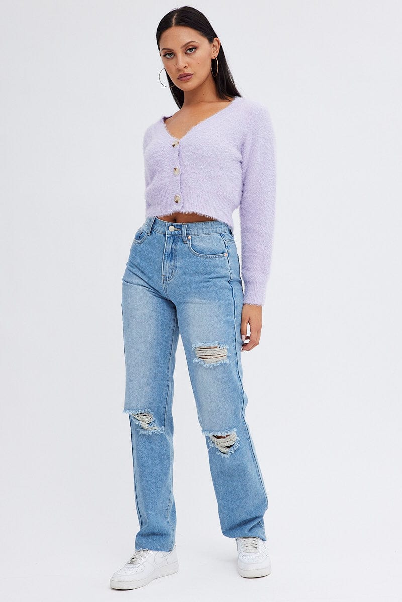 Purple Fluffy Cardigan