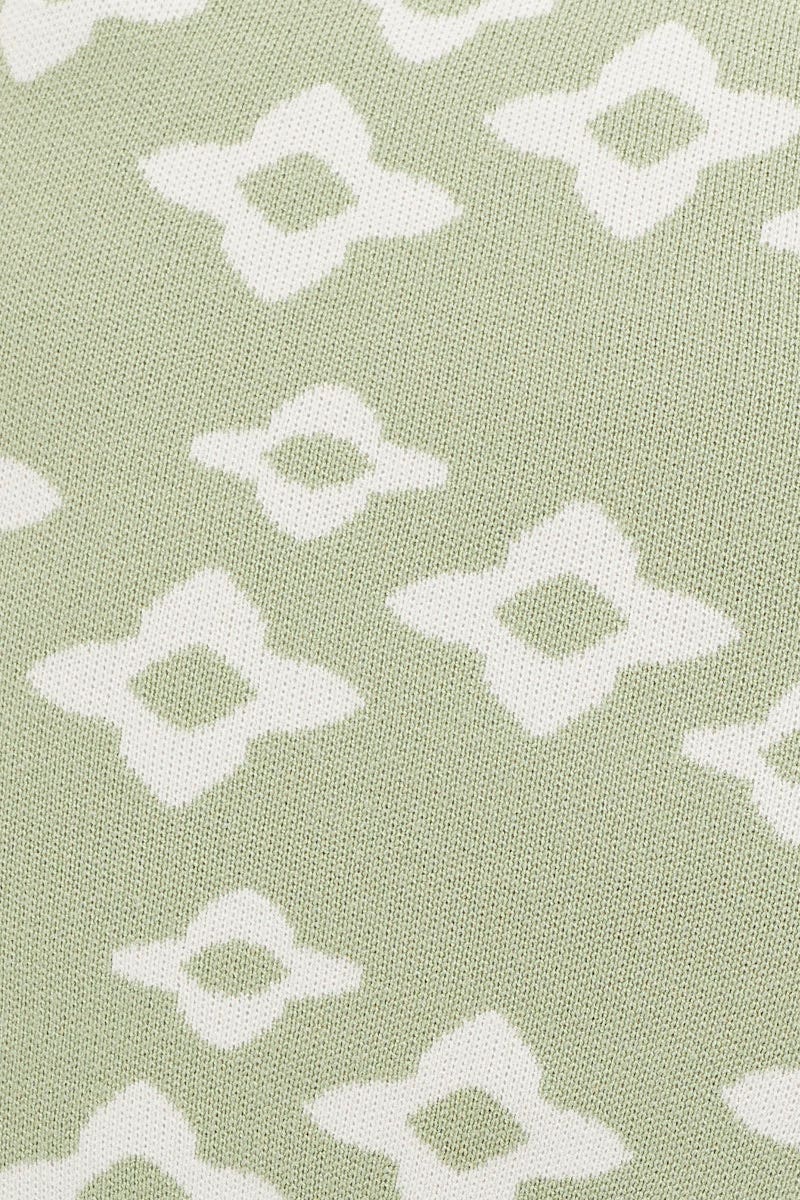 Print Knit Cardigan Short Sleeve Crop Floral