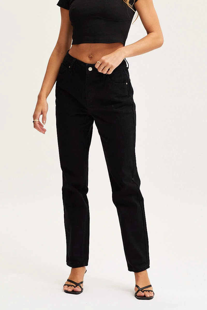 Black High Rise Mom Jeans