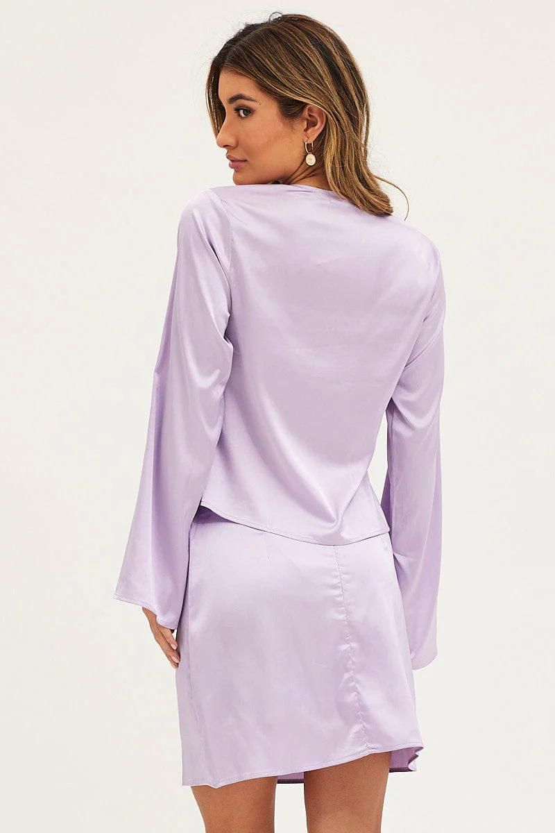 Purple Satin Jacket Long Sleeve