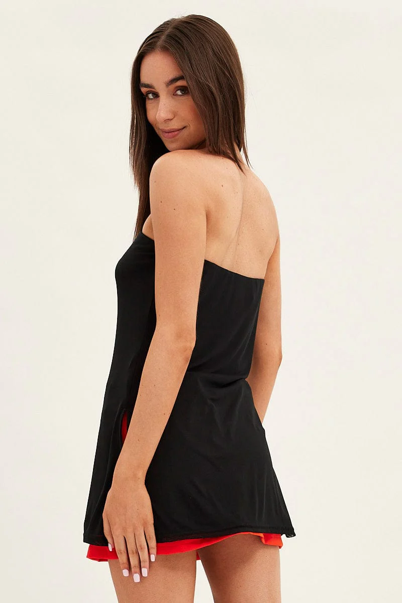 Black Longline Bandeau Sleeveless Mesh