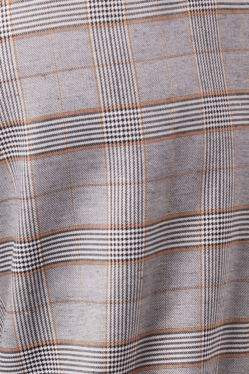 Grey Check Tapered Pants Elasticated Waist Cropped