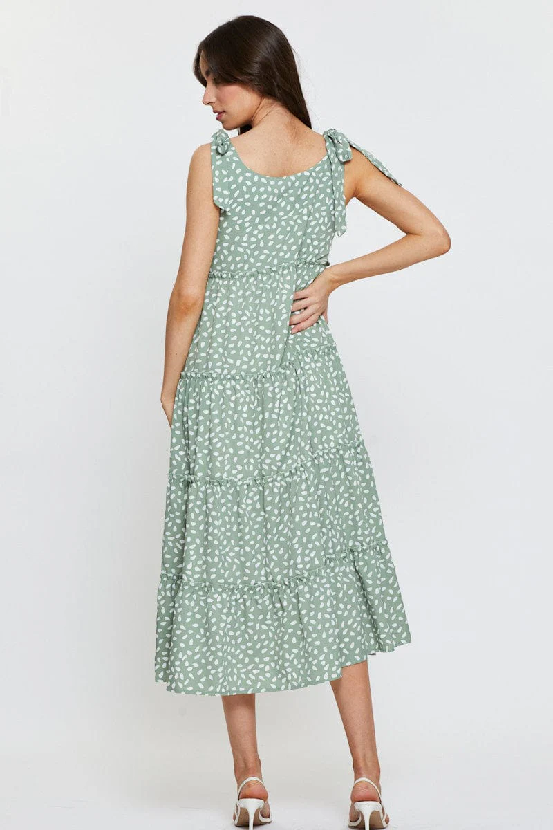 Geo Print A Line Dress Maxi