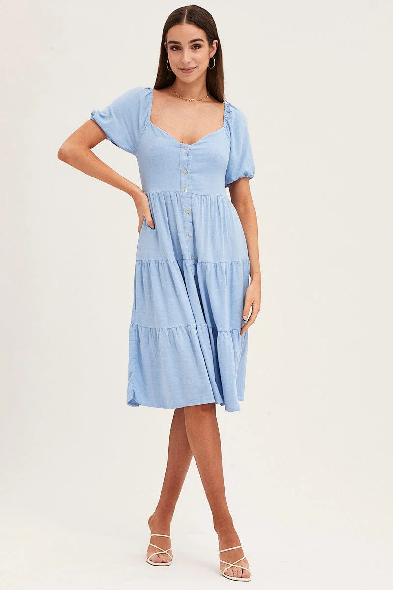 Blue Midi Dress Sweetheart