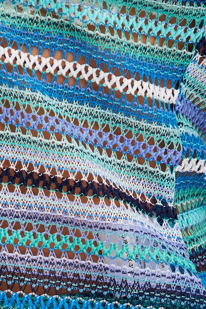 Multi Colour Tie Bolero Long Sleeve Top Crochet