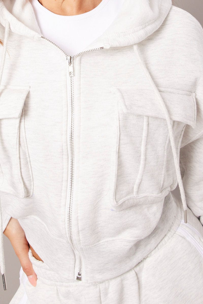 Grey Zip Hoodie Long Sleeve