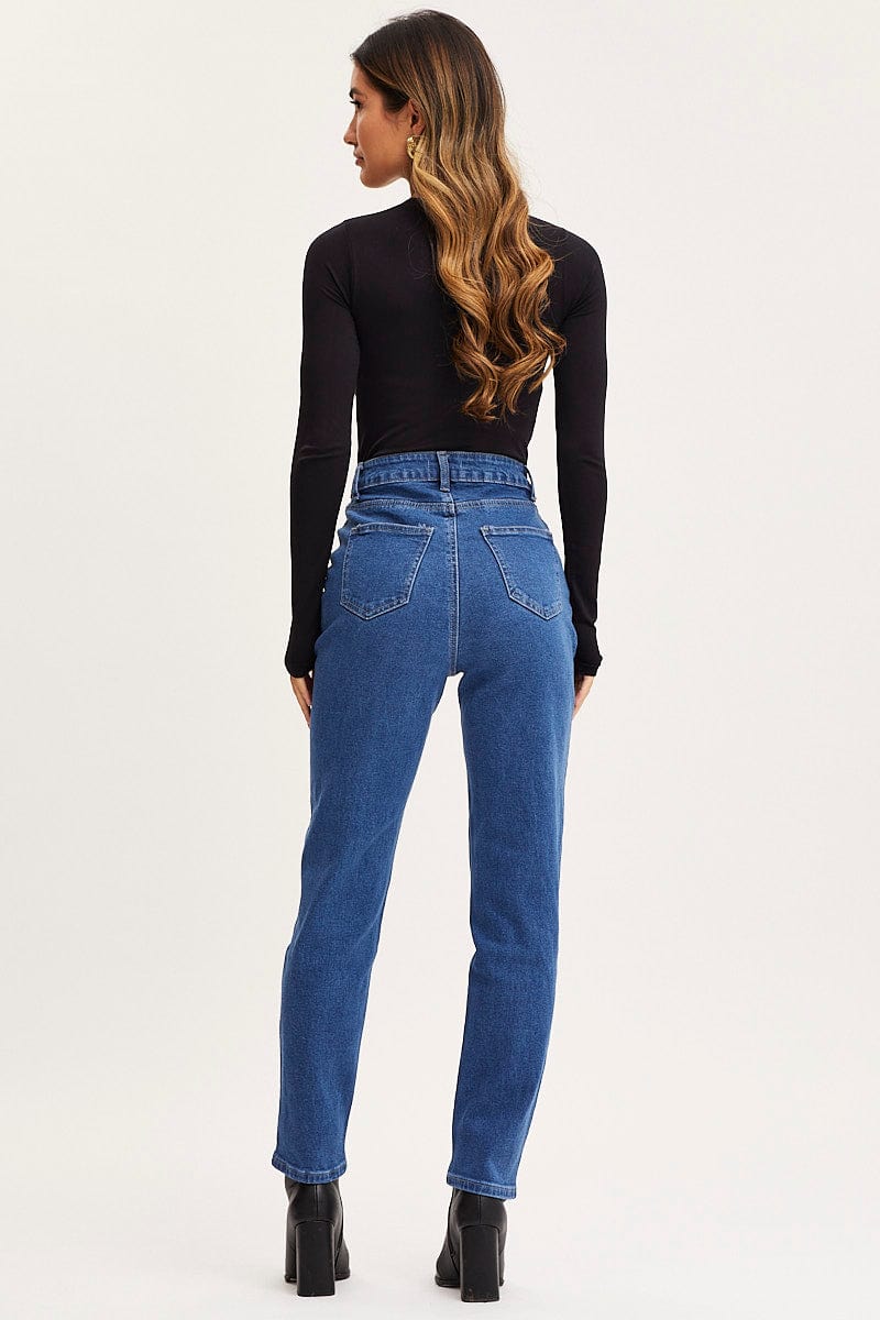 Blue High Rise Mom Jeans