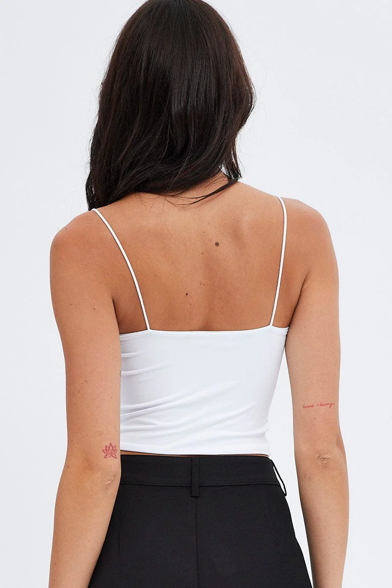 White Crop Singlet Top