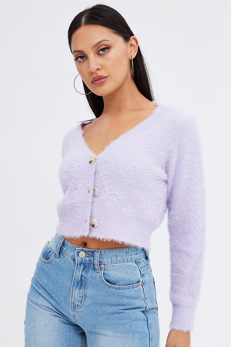 Purple Fluffy Cardigan