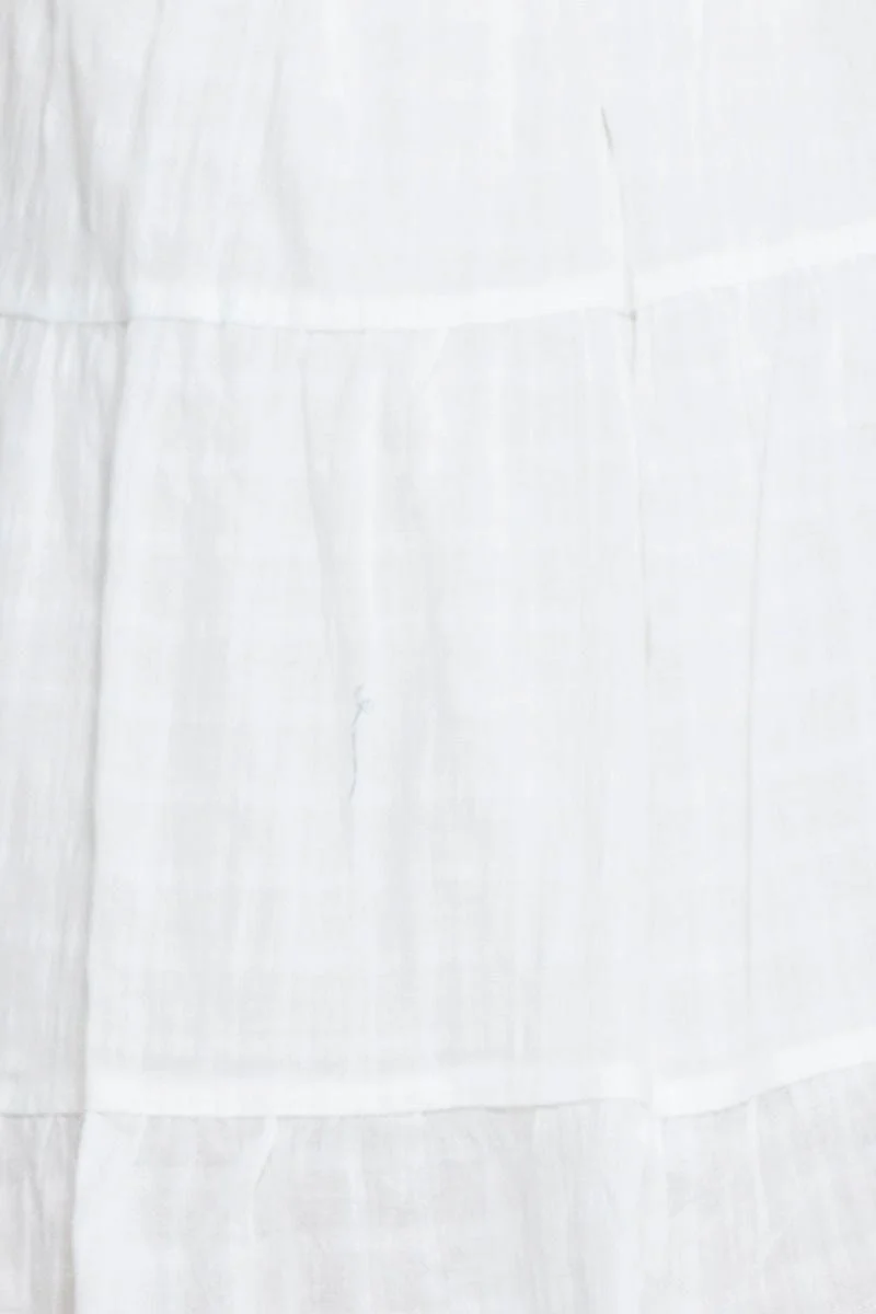 White Shirred Dress Short Sleeve Mini