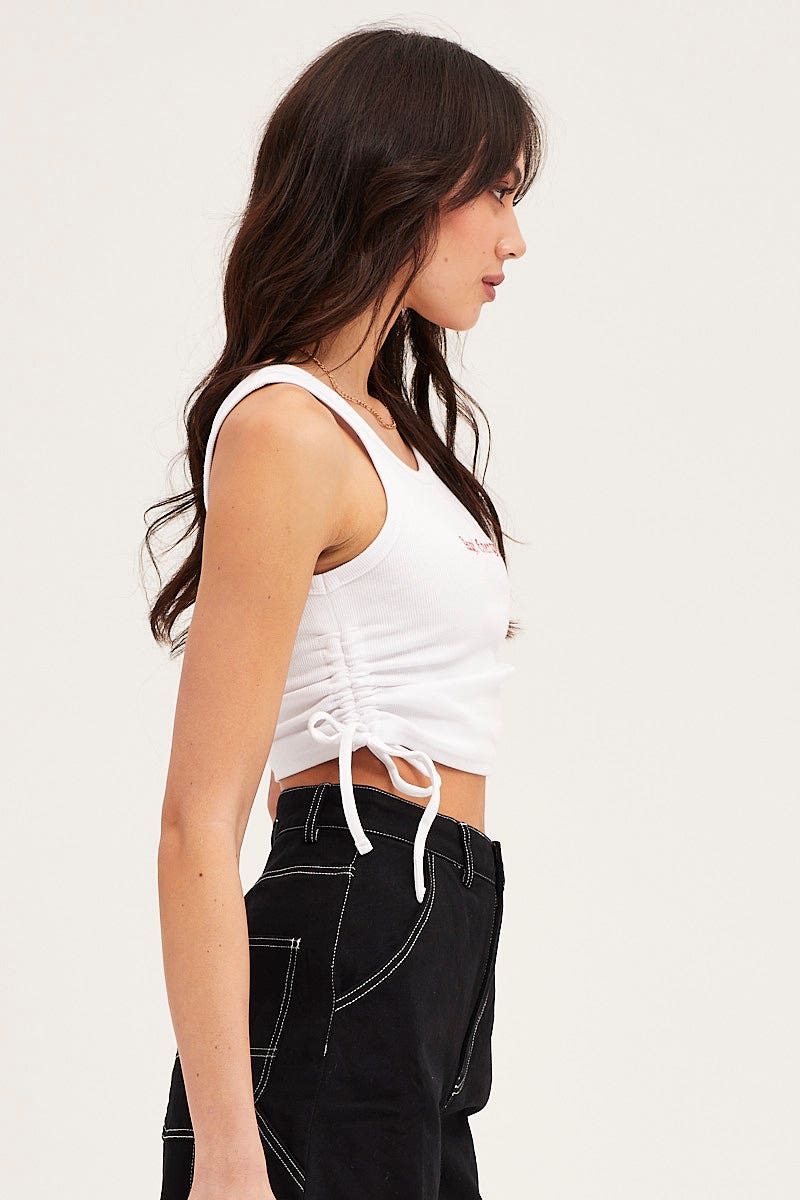 White Drawstring Top