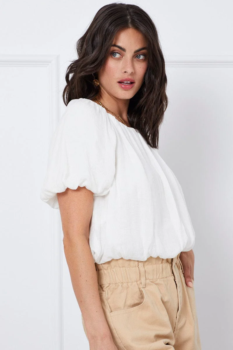 White Top Short Sleeve Round Neck Oversized