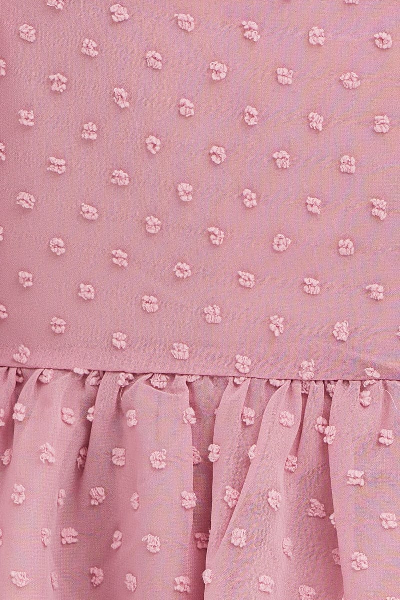 Pink Puff Sleeve Peplum Top