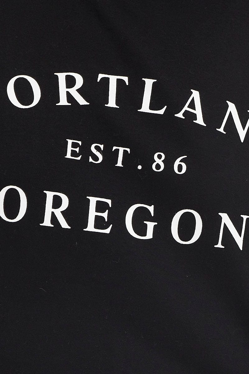 Black Graphic T Shirt Short Sleeve Crop