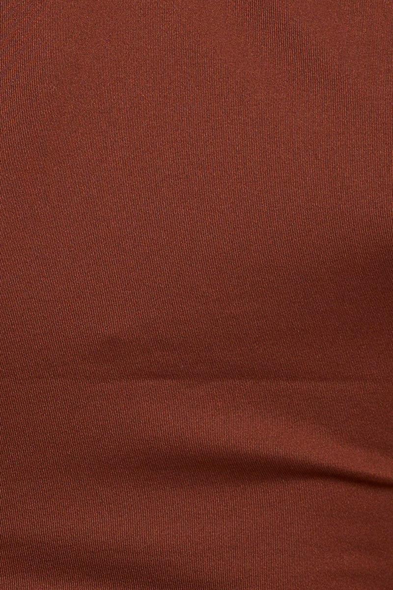 Brown Tank Top Sleeveless Crew Neck