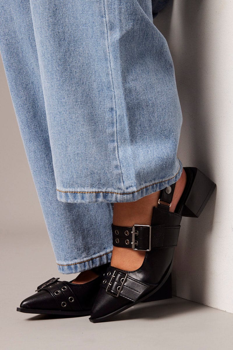 Black Eyelet Detail Sandals