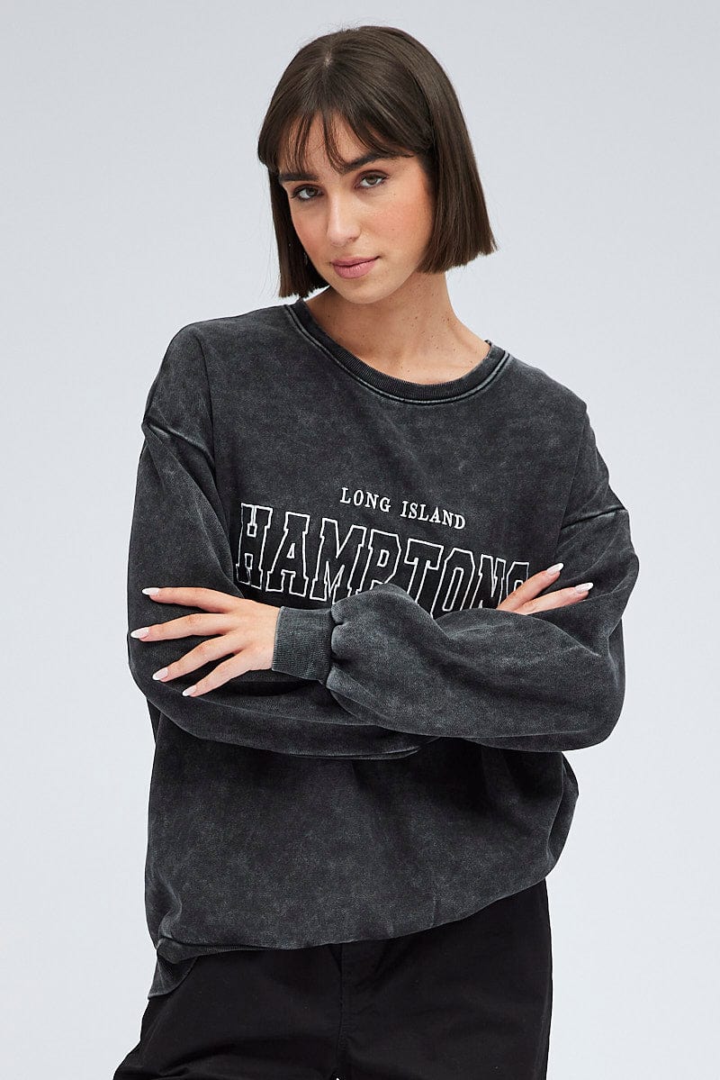 Grey Graphic Sweater Long Sleeve
