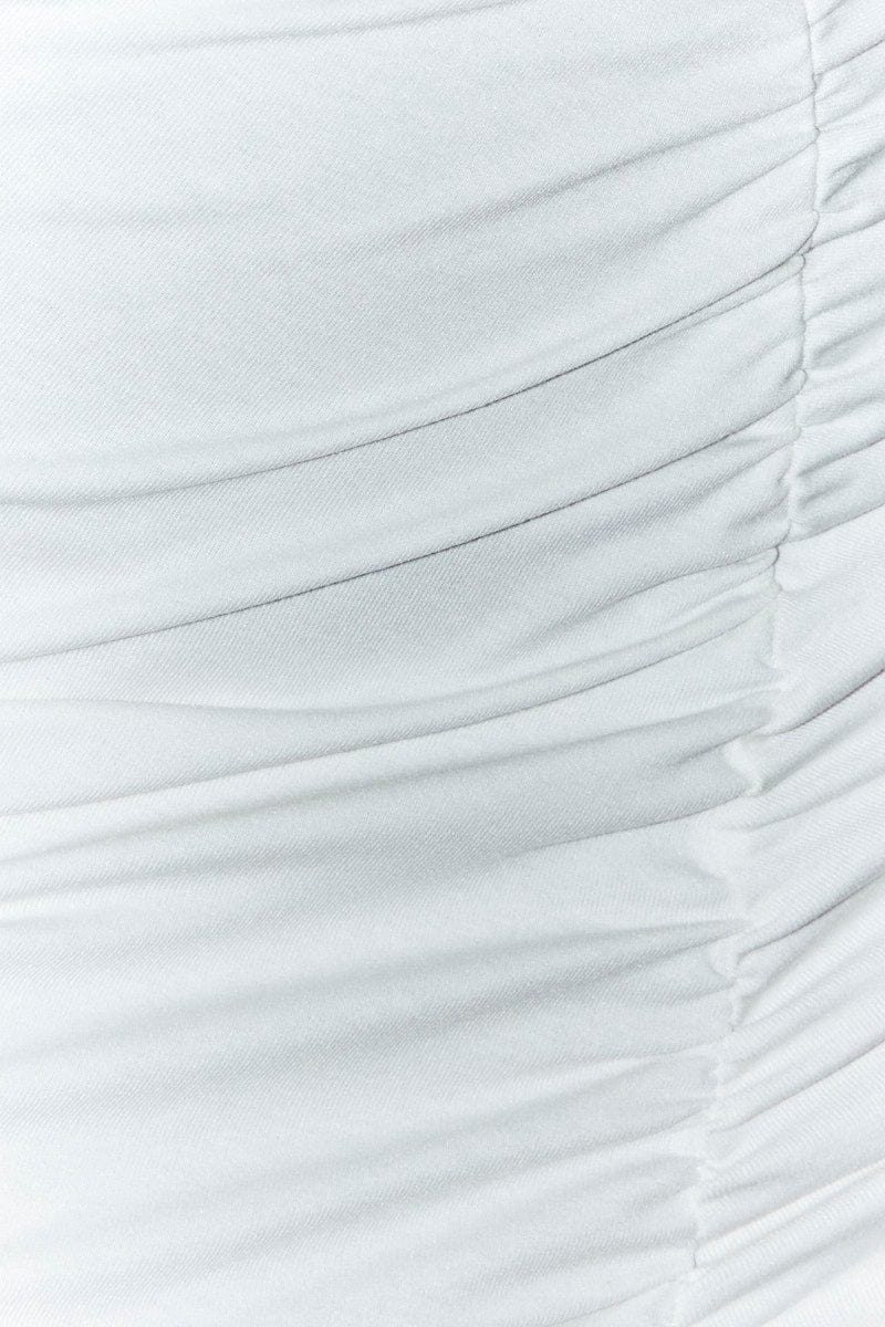 White Rib Front Slit Skinny Skirt