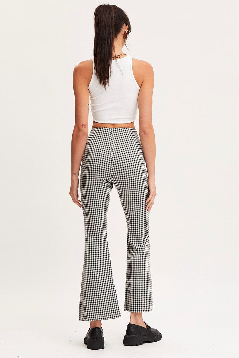 Check Flare Pants High Rise