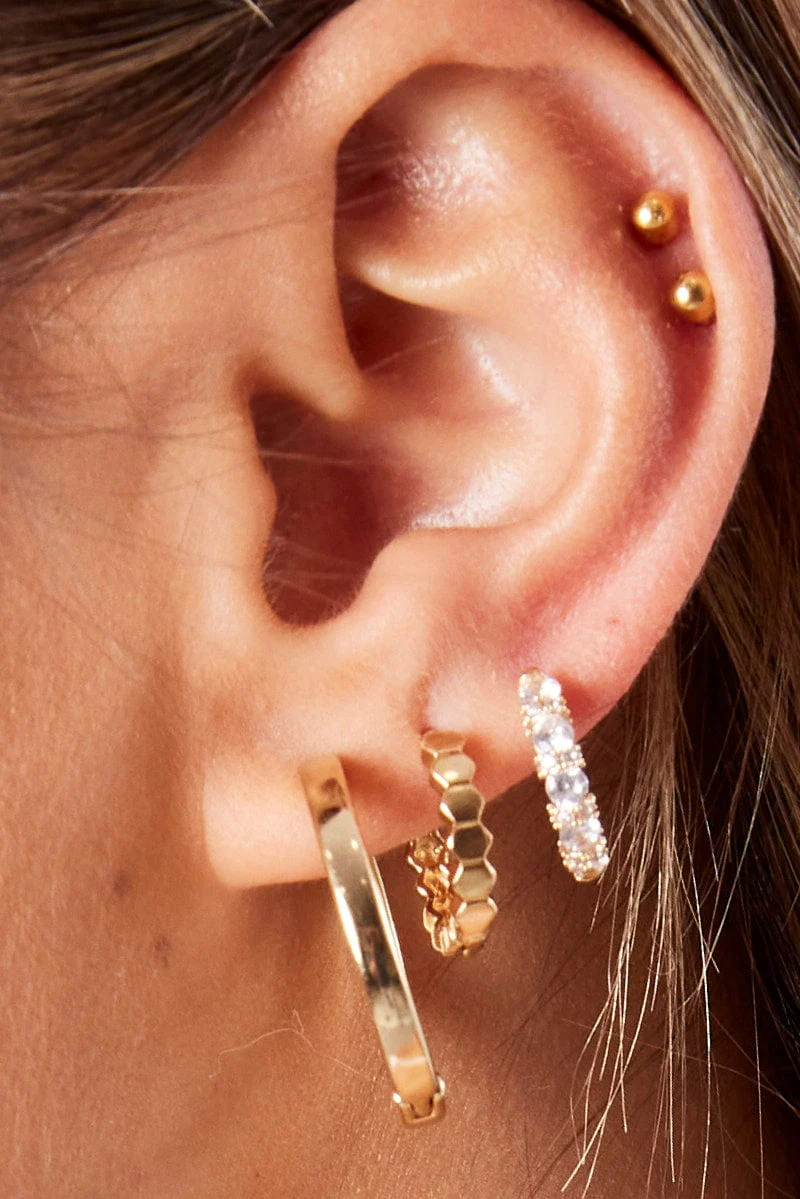 Gold 3 Pack Hoop Earrings