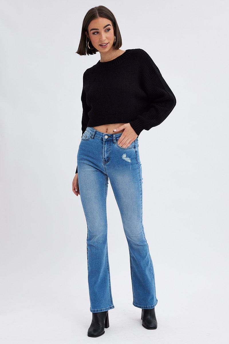 Black Knit Jumper Long Sleeve Cotton
