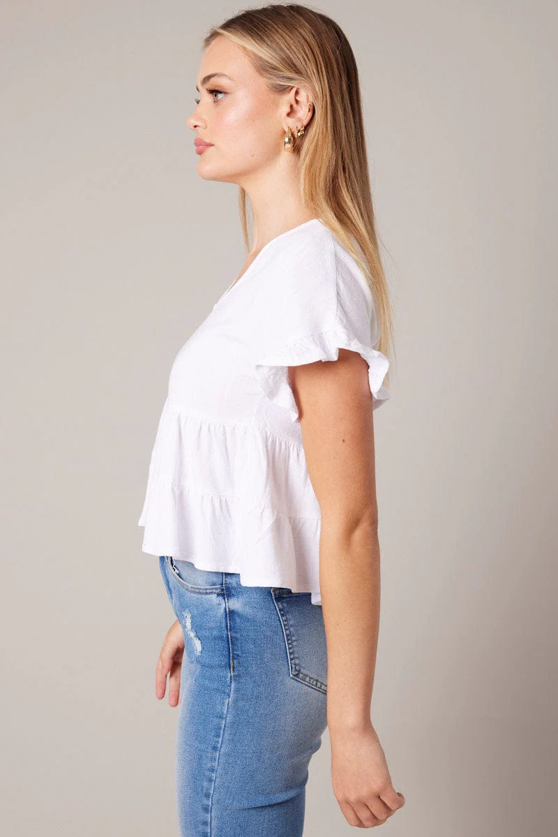 White Tiered Top Short Sleeve