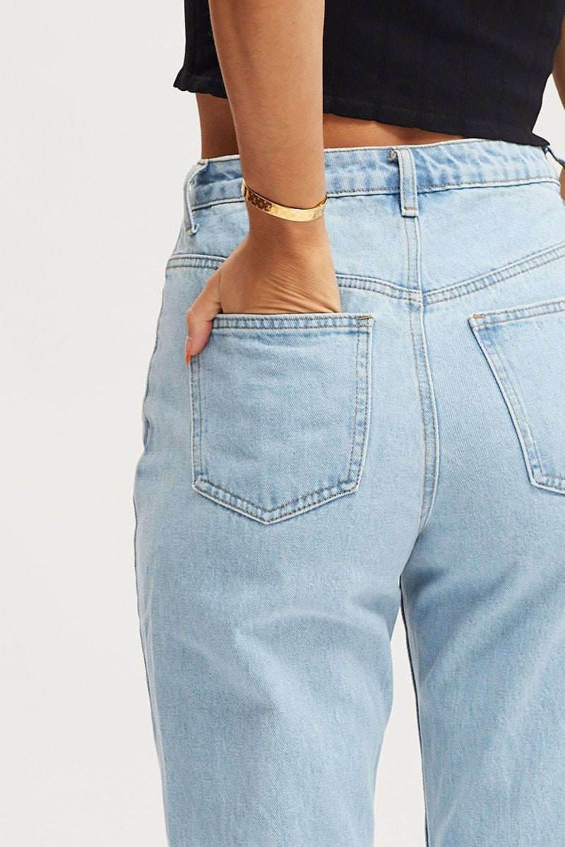 Blue High Rise Mom Jeans