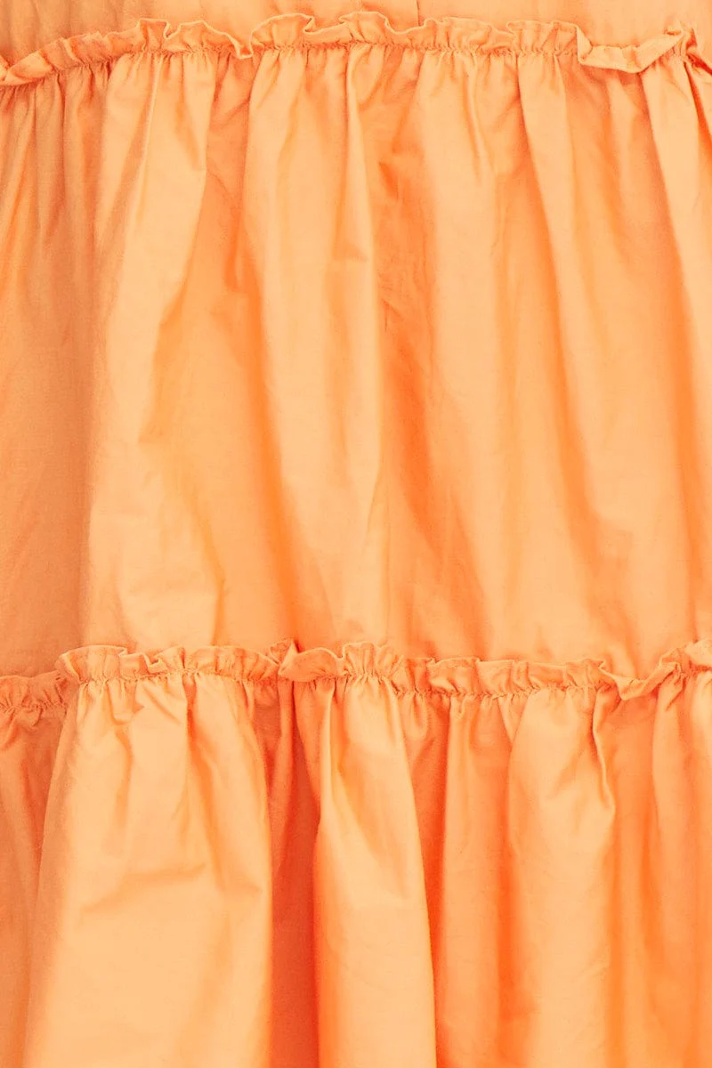 Orange Shirt Dress Long Sleeve Mini