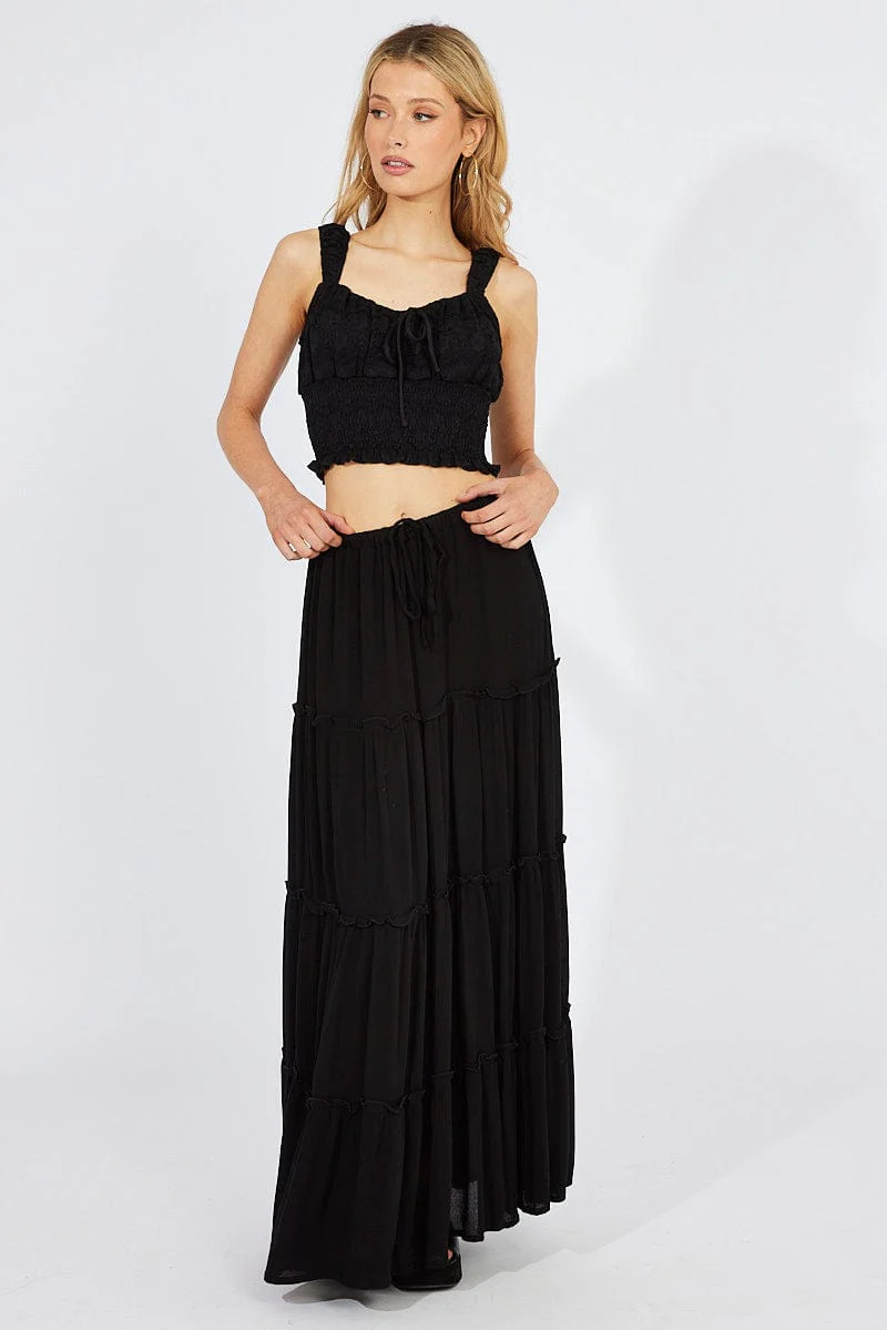 Black Lace Top Crop Sleeveless