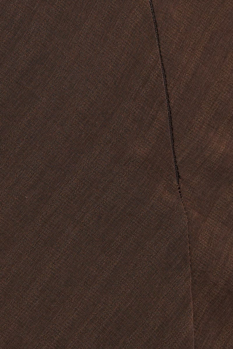 Brown Maxi Dress Sleeveless Ruched Bust Self Check