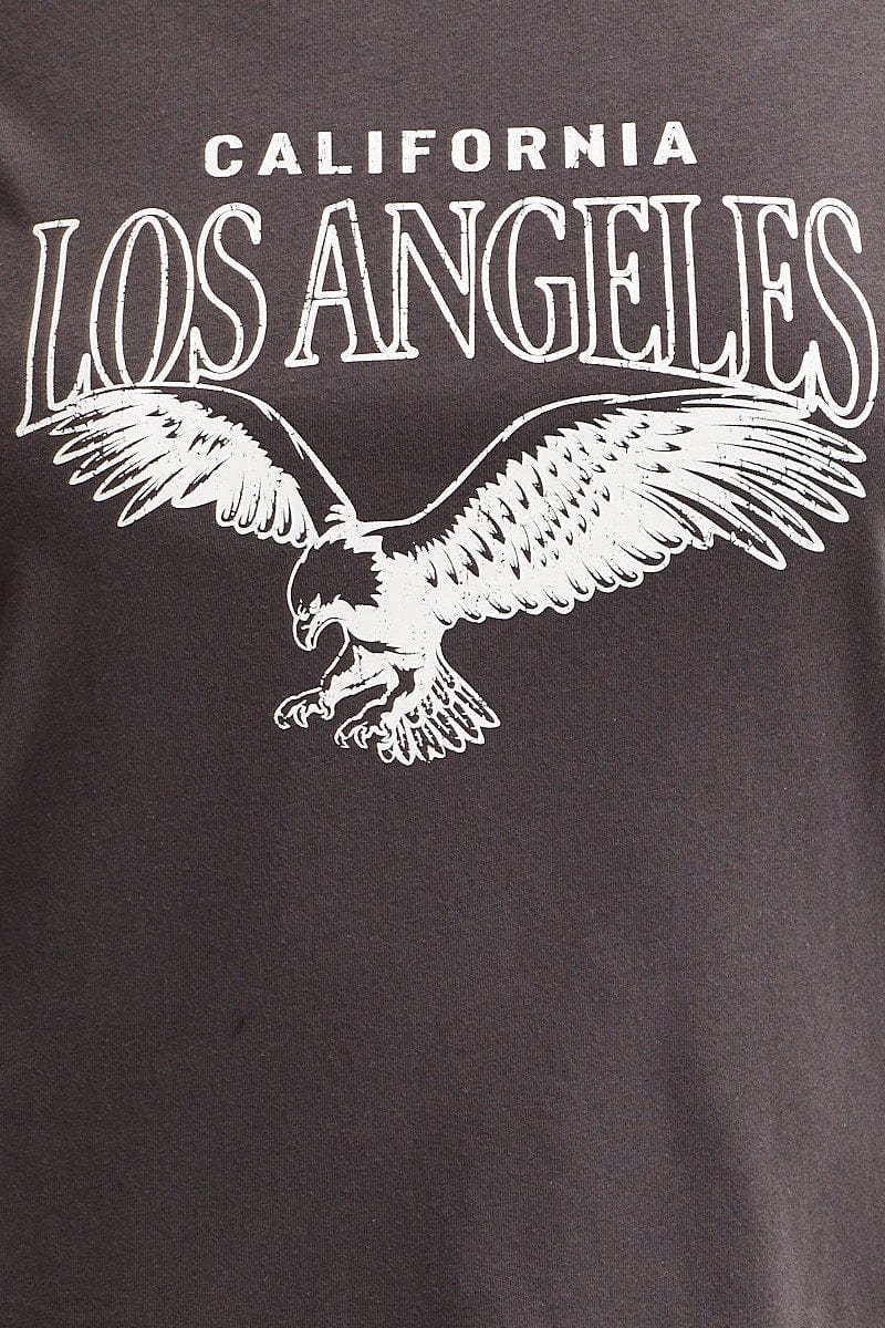 Grey Graphic T Shirt Short Sleeve