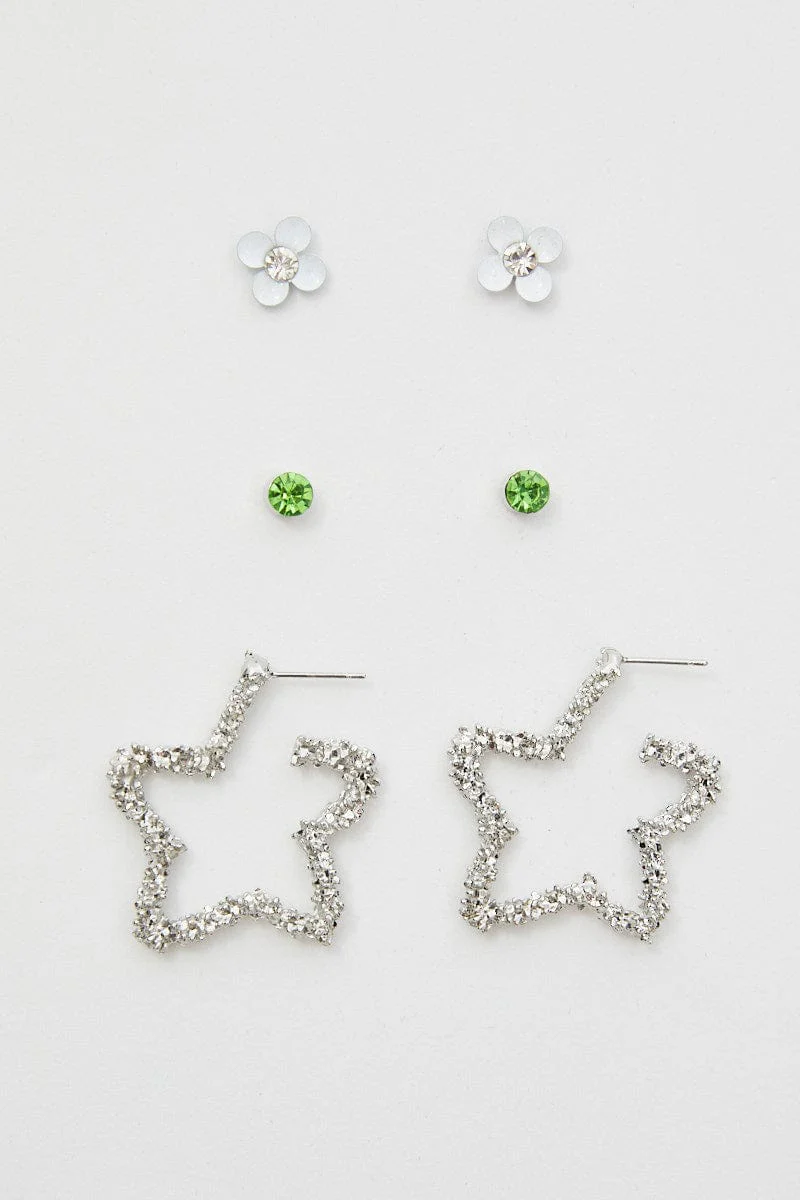 Silver 3 Pack Earrings