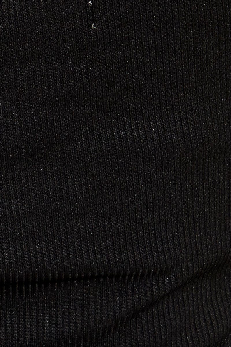 Black Twist Front Ribbed Sleeveless Top