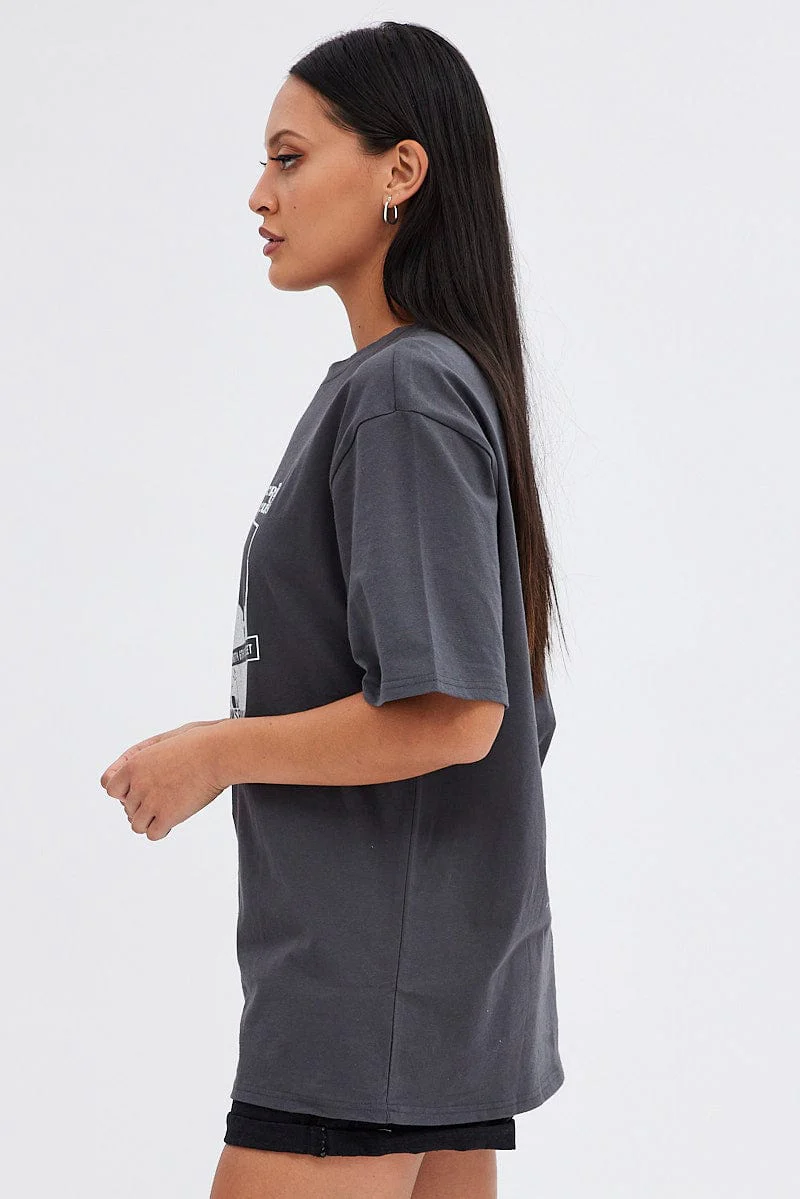 Grey Graphic Tee Short Sleeve