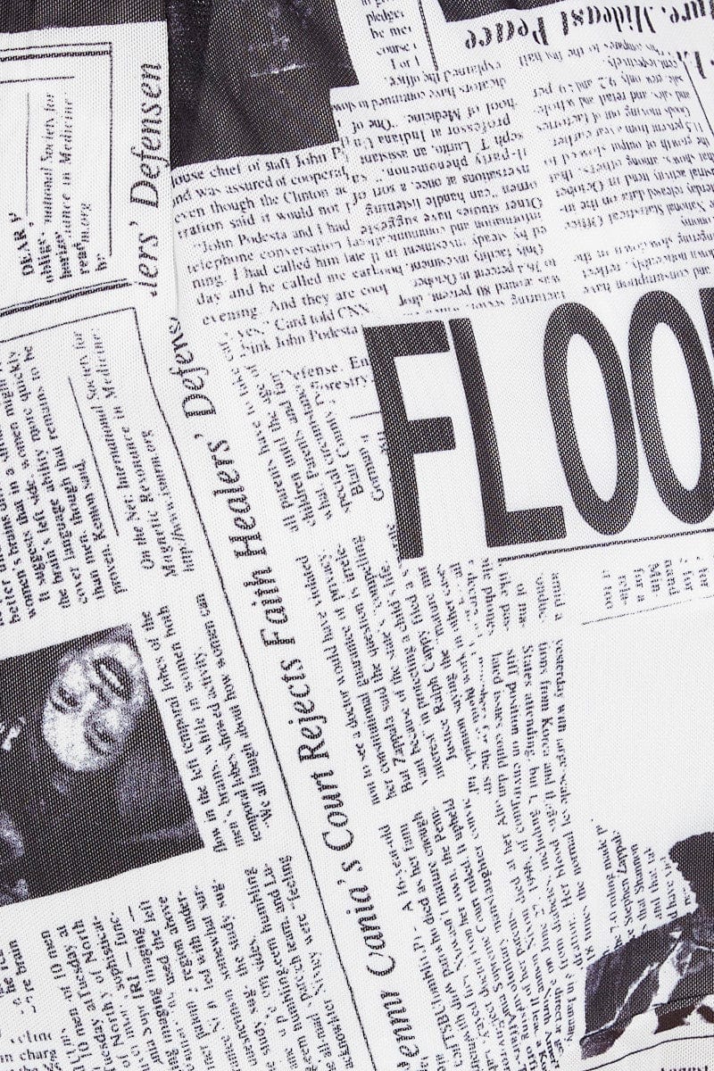 Black Print Mini Skirt High Rise Mesh