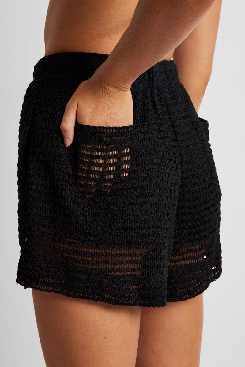 Black Relaxed Shorts High Rise