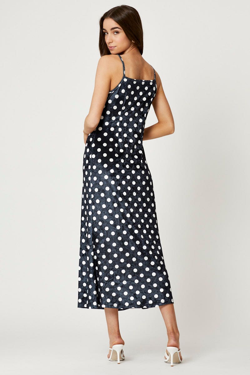 Polka Dot Velvet Midi Dress