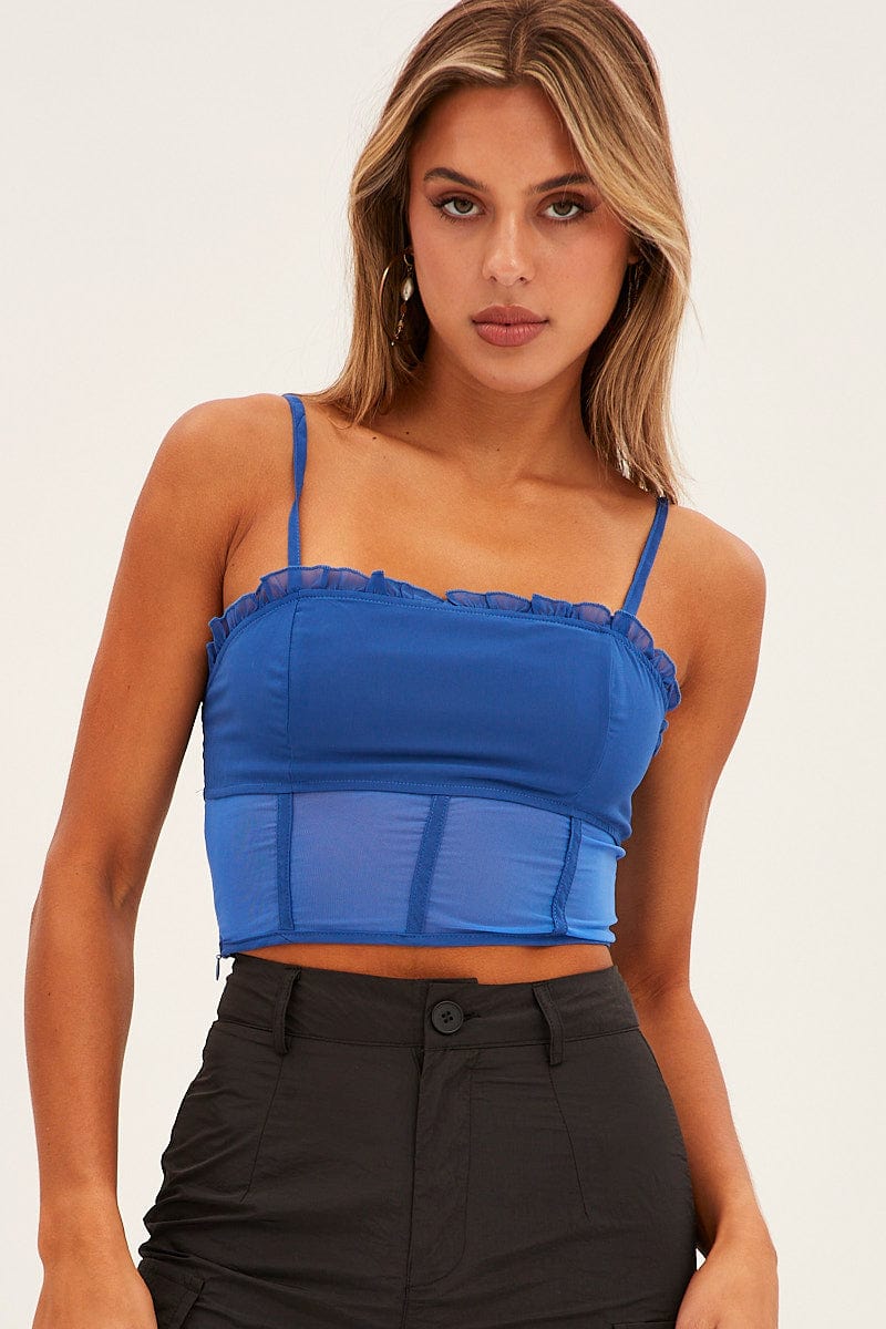 Blue Sleeveless Cami Top