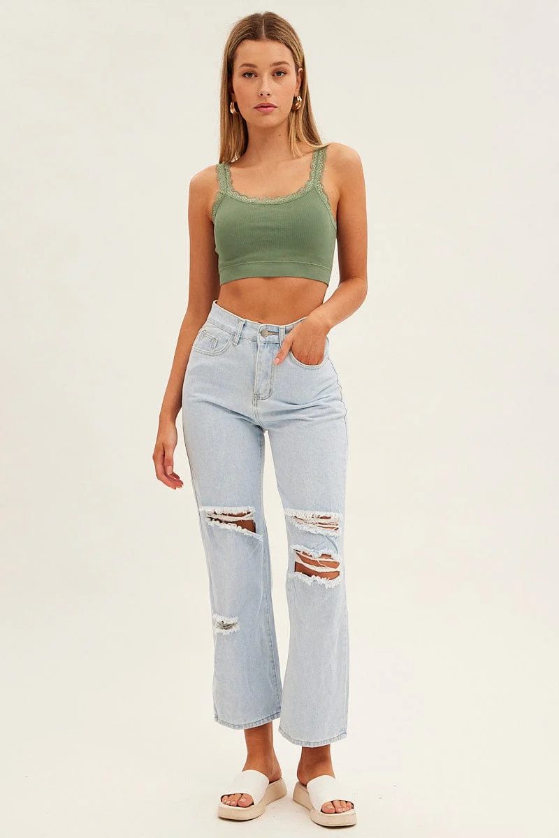 Green Bralette Top Seamless