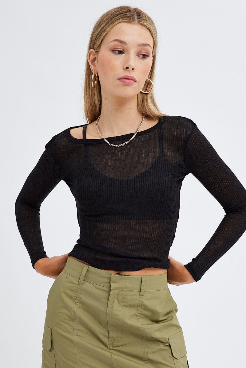 Black Top Round Neck Long Sleeve