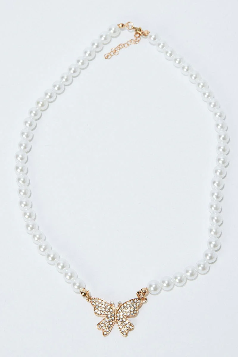 Gold Butterfly Pendent Choker Necklace