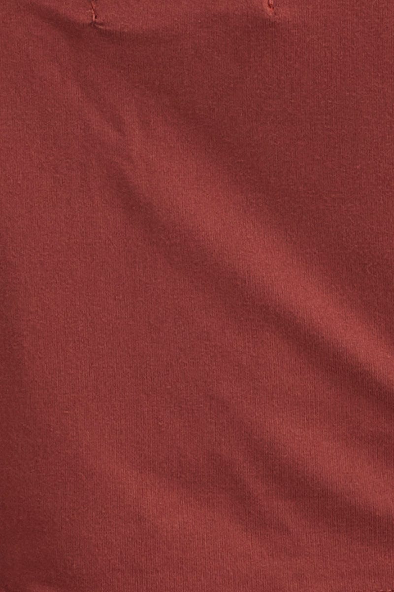 Brown Tie Back Top Long Sleeve Crop