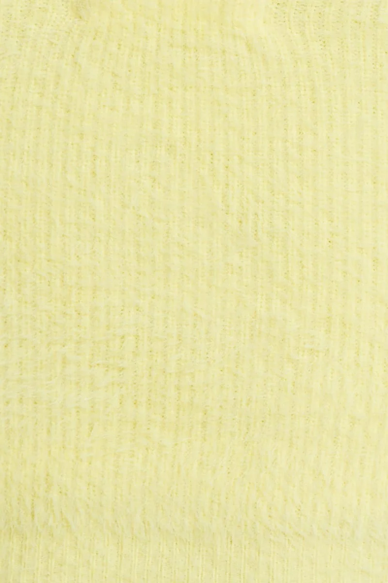 Yellow Fluffy Tie Shoulder Knit