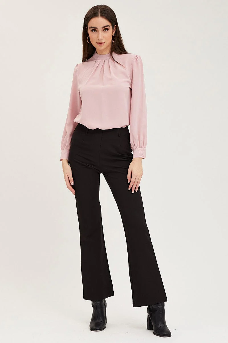 Black Flare Pants Mid Rise