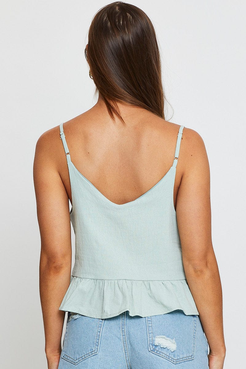 Green Peplum Top Sleeveless