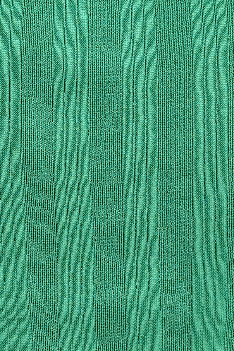 Green Long Sleeve Rib Knit Cardigan